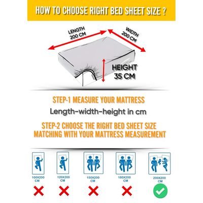 White Extra Deep Pocket Sheets Cotton 3 Piece Bed Sheet Set 200x200x35cm