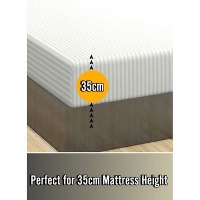 White Striped Sheet Set Deep Pockets Machine Washable Soft Cotton200x200x35cm