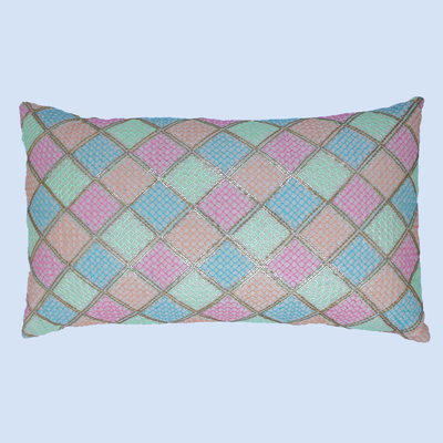 Orchard Cushion Cover 12 x 20 inch (Diagonal Checks design - Cream) 30 x 50 cm Luxury Decorative Cushion Cover for Sofa, Bed & Living Room- Set of 2 without inserts