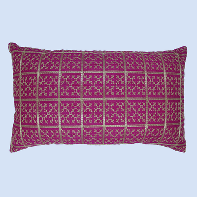 Orchard Cushion Cover 12 x 20 inch (Golden Checks Design - Fuchsia Pink) 30 x 50 cm Luxury Decorative Cushion Cover for Sofa, Bed & Living Room- Set of 2 without inserts