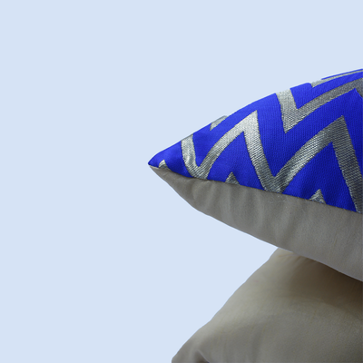 Orchard Cushion Cover 16 x 16 inch (Zig Zag Design - Royal Blue) 40 x 40 cm Luxury Decorative Cushion Cover for Sofa, Bed & Living Room- Set of 2 without inserts