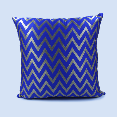 Orchard Cushion Cover 16 x 16 inch (Zig Zag Design - Royal Blue) 40 x 40 cm Luxury Decorative Cushion Cover for Sofa, Bed & Living Room- Set of 2 without inserts