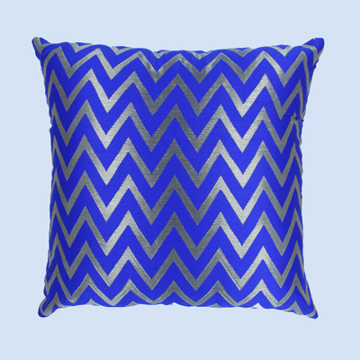 Orchard Cushion Cover 16 x 16 inch (Zig Zag Design - Royal Blue) 40 x 40 cm Luxury Decorative Cushion Cover for Sofa, Bed & Living Room- Set of 2 without inserts
