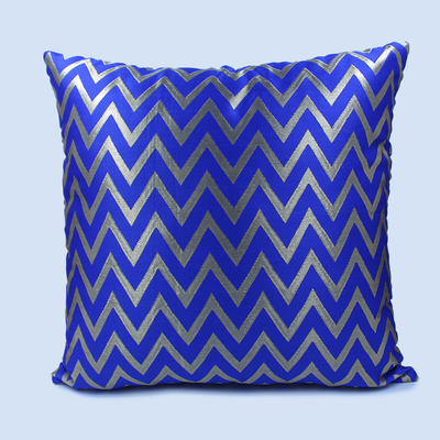 Orchard Cushion Cover 18 x 18 inch (Zig Zag Design - Royal Blue) 45 x 45 cm Luxury Decorative Cushion Cover for Sofa, Bed & Living Room- Set of 2 without inserts