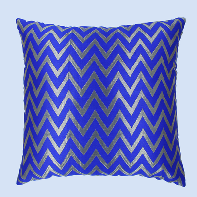 Orchard Cushion Cover 18 x 18 inch (Zig Zag Design - Royal Blue) 45 x 45 cm Luxury Decorative Cushion Cover for Sofa, Bed & Living Room- Set of 2 without inserts