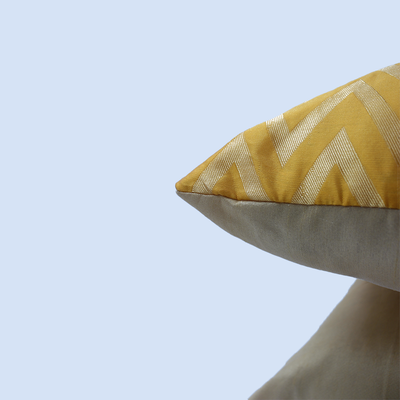 Orchard Cushion Cover 18 x 18 inch (Zig Zag Design - Yellow) 45 x 45 cm Luxury Decorative Cushion Cover for Sofa, Bed & Living Room- Set of 2 without inserts