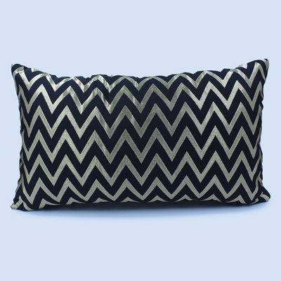 Orchard Cushion Cover 12 x 20 inch (Zig Zag Design - Black) 30 x 50 cm Luxury Decorative Cushion Cover for Sofa, Bed & Living Room- Set of 2 without inserts