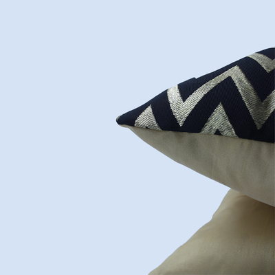 Orchard Cushion Cover 18 x 18 inch (Zig Zag Design - Black) 45 x 45 cm Luxury Decorative Cushion Cover for Sofa, Bed & Living Room- Set of 2 with inserts