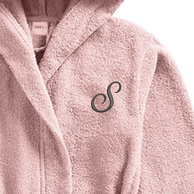 Daffodil Monogrammed Kids Bathrobe (108x104 Cm) 6 Year Baby Pink Hooded Terry Cotton Set of 01 - Letter "S"
