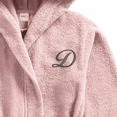 Daffodil Monogrammed Kids Bathrobe (112x113 Cm) 8 Year Baby Pink Hooded Terry Cotton Set of 01 - Letter "D"