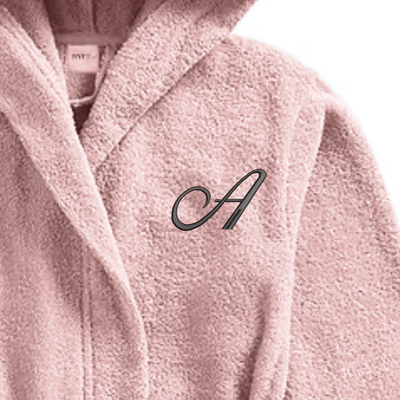 Daffodil Monogrammed Kids Bathrobe (125x133 Cm) 12 Year Baby Pink Hooded Terry Cotton Set of 01 - Letter "A"