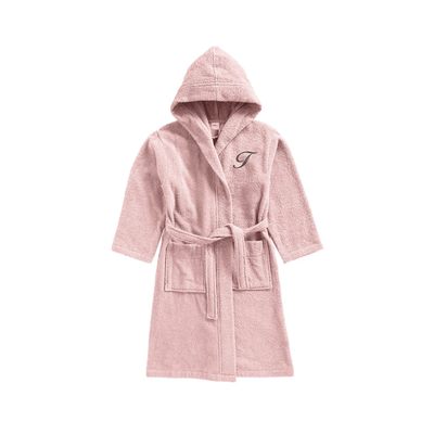 Daffodil Monogrammed Kids Bathrobe (125x133 Cm) 12 Year Baby Pink Hooded Terry Cotton Set of 01 - Letter "T"