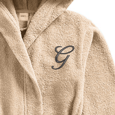 Daffodil Monogrammed Kids Bathrobe (120x124 Cm) 10 Year Beige Hooded Terry Cotton Set of 01 - Letter "G"