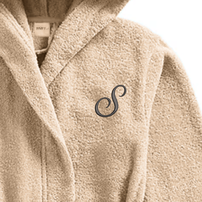 Daffodil Monogrammed Kids Bathrobe (120x124 Cm) 10 Year Beige Hooded Terry Cotton Set of 01 - Letter "S"