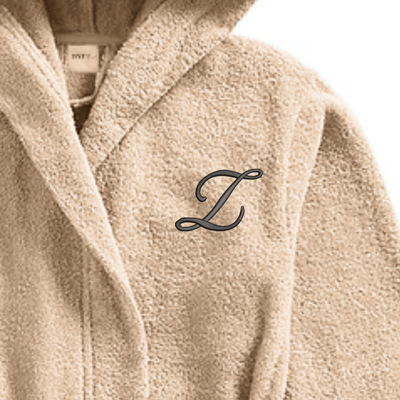 Daffodil Monogrammed Kids Bathrobe (120x124 Cm) 10 Year Beige Hooded Terry Cotton Set of 01 - Letter "Z"