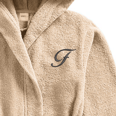 Daffodil Monogrammed Kids Bathrobe (125x133 Cm) 12 Year Beige Hooded Terry Cotton Set of 01 - Letter "F"