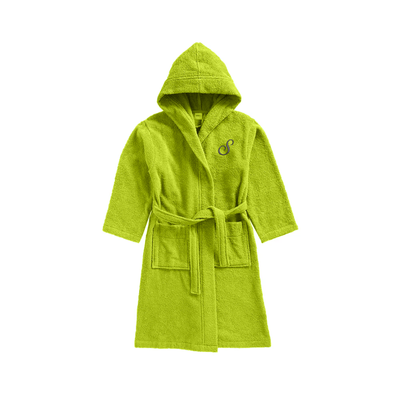 Daffodil Monogrammed Kids Bathrobe (112x113 Cm) 8 Year Green Hooded Terry Cotton Set of 01 - Letter "S"