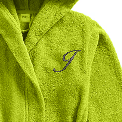 Daffodil Monogrammed Kids Bathrobe (120x124 Cm) 10 Year Green Hooded Terry Cotton Set of 01 - Letter "J"