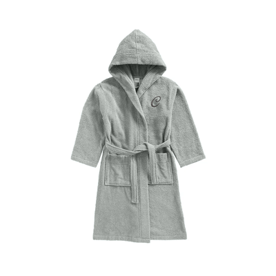 Daffodil Monogrammed Kids Bathrobe (125x133 Cm) 12 Year Grey Hooded Terry Cotton Set of 01 - Letter "C"