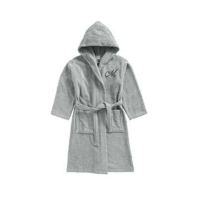 Daffodil Monogrammed Kids Bathrobe (125x133 Cm) 12 Year Grey Hooded Terry Cotton Set of 01 - Letter "M"