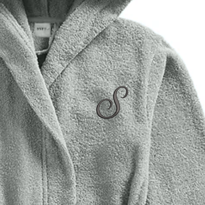 Daffodil Monogrammed Kids Bathrobe (125x133 Cm) 12 Year Grey Hooded Terry Cotton Set of 01 - Letter "S"
