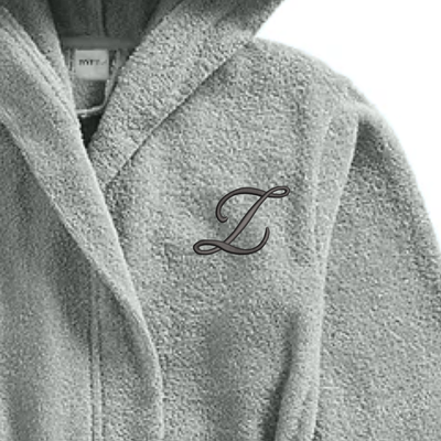 Daffodil Monogrammed Kids Bathrobe (125x133 Cm) 12 Year Grey Hooded Terry Cotton Set of 01 - Letter "Z"