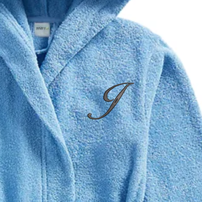 Daffodil Monogrammed Kids Bathrobe (112x113 Cm) 8 Year Light Blue Hooded Terry Cotton Set of 01 - Letter "J"