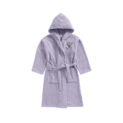 Daffodil Monogrammed Kids Bathrobe (120x124 Cm) 10 Year Lilac Hooded Terry Cotton Set of 01 - Letter "Y"