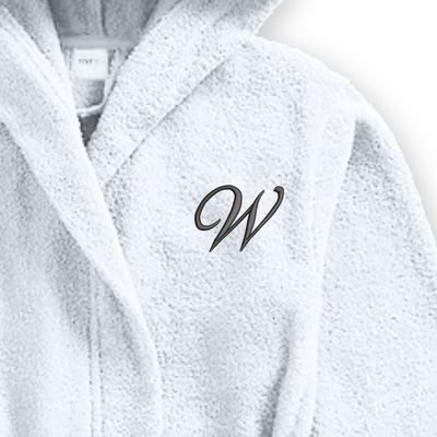 Daffodil Monogrammed Kids Bathrobe (112x113 Cm) 8 YEAR White Hooded Terry Cotton Set of 01 - Letter "W"