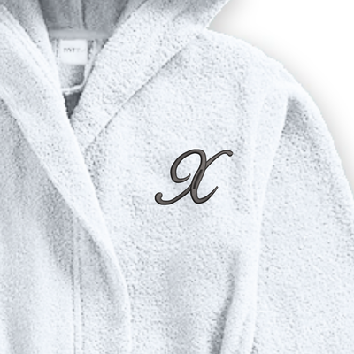 Daffodil Monogrammed Kids Bathrobe (112x113 Cm) 8 YEAR White Hooded Terry Cotton Set of 01 - Letter "X"
