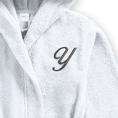Daffodil Monogrammed Kids Bathrobe (112x113 Cm) 8 YEAR White Hooded Terry Cotton Set of 01 - Letter "Y"