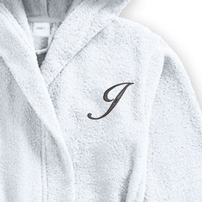 Daffodil Monogrammed Kids Bathrobe (125x133 Cm) 12 YEAR White Hooded Terry Cotton Set of 01 - Letter "J"