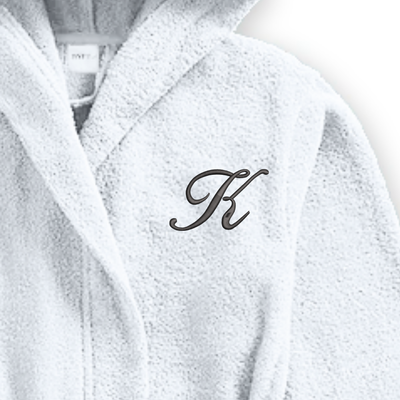 Daffodil Monogrammed Kids Bathrobe (125x133 Cm) 12 YEAR White Hooded Terry Cotton Set of 01 - Letter "K"
