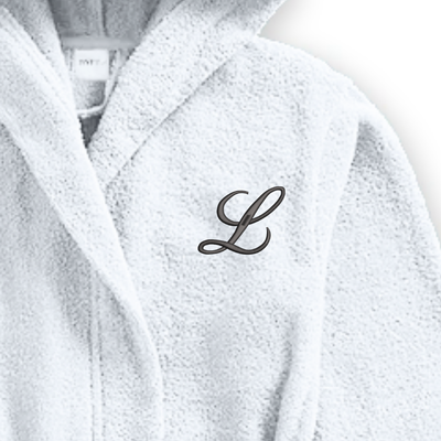 Daffodil Monogrammed Kids Bathrobe (125x133 Cm) 12 YEAR White Hooded Terry Cotton Set of 01 - Letter "L"
