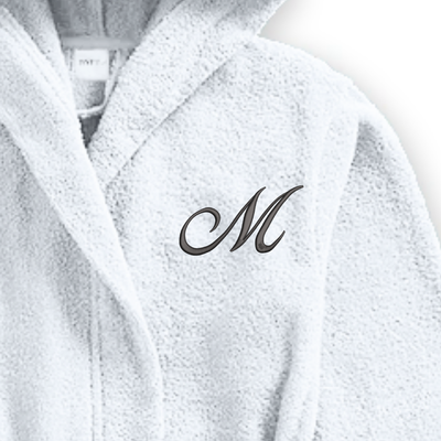 Daffodil Monogrammed Kids Bathrobe (125x133 Cm) 12 YEAR White Hooded Terry Cotton Set of 01 - Letter "M"
