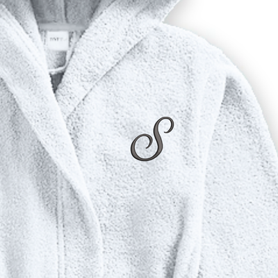 Daffodil Monogrammed Kids Bathrobe (125x133 Cm) 12 YEAR White Hooded Terry Cotton Set of 01 - Letter "S"