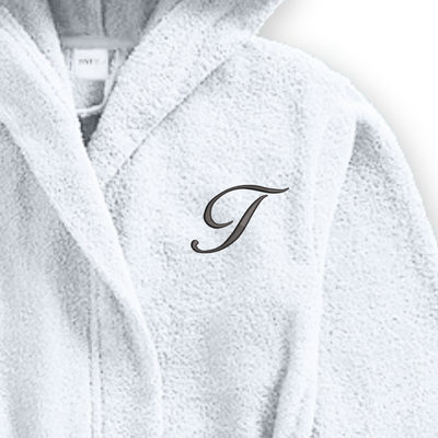Daffodil Monogrammed Kids Bathrobe (125x133 Cm) 12 YEAR White Hooded Terry Cotton Set of 01 - Letter "T"