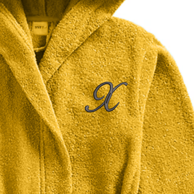 Daffodil Monogrammed Kids Bathrobe (125x133 Cm) 12 Year Yellow Hooded Terry Cotton Set of 01 - Letter "X"