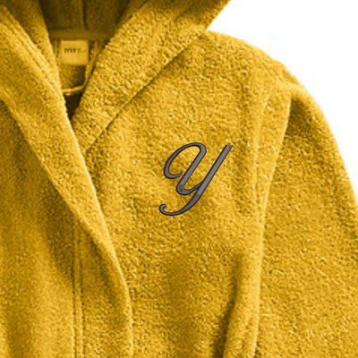 Daffodil Monogrammed Kids Bathrobe (125x133 Cm) 12 Year Yellow Hooded Terry Cotton Set of 01 - Letter "Y"