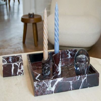 Burgundy Marble Border Tray