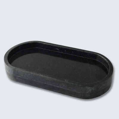Black Oval Marble Border Tray