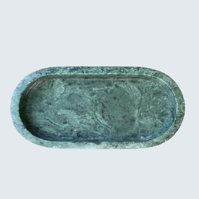 Green Oval Marble Border Tray