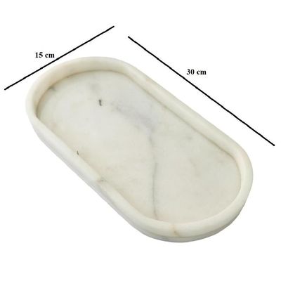 White Oval Marble Border Tray White Oval Marble Border Tray