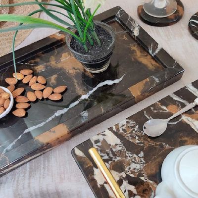 Black Gold Rectangular Marble Border Tray Black Gold Rectangular Marble Border Tray