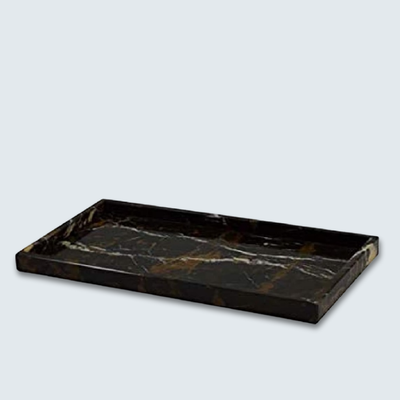 Black Gold Rectangular Marble Border Tray