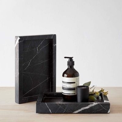Black Rectangular Marble Border Tray Black Rectangular Marble Border Tray
