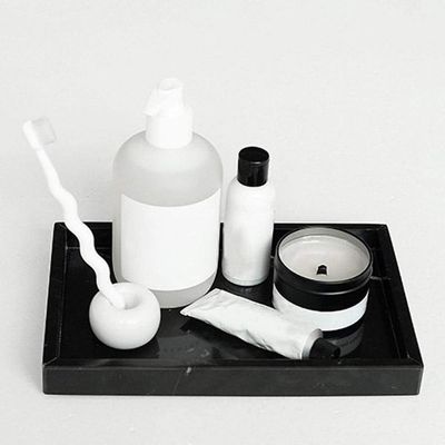 Black Rectangular Marble Border Tray