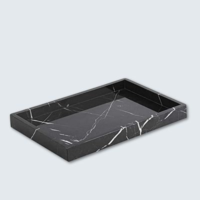 Black Rectangular Marble Border Tray
