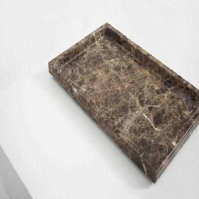 Brown Rectangular Marble Border Tray