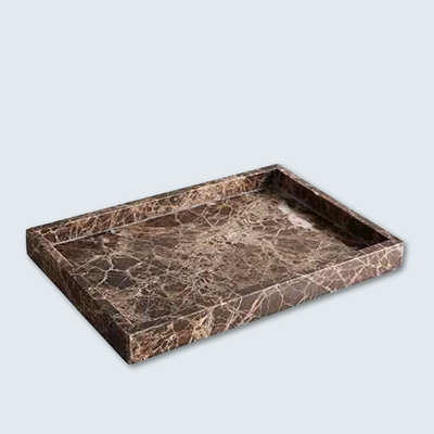 Brown Rectangular Marble Border Tray